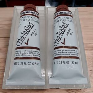 PK of 2: Indian Red P110 Vintage Unused Grumbacher PreTested Permanent Oil Paint